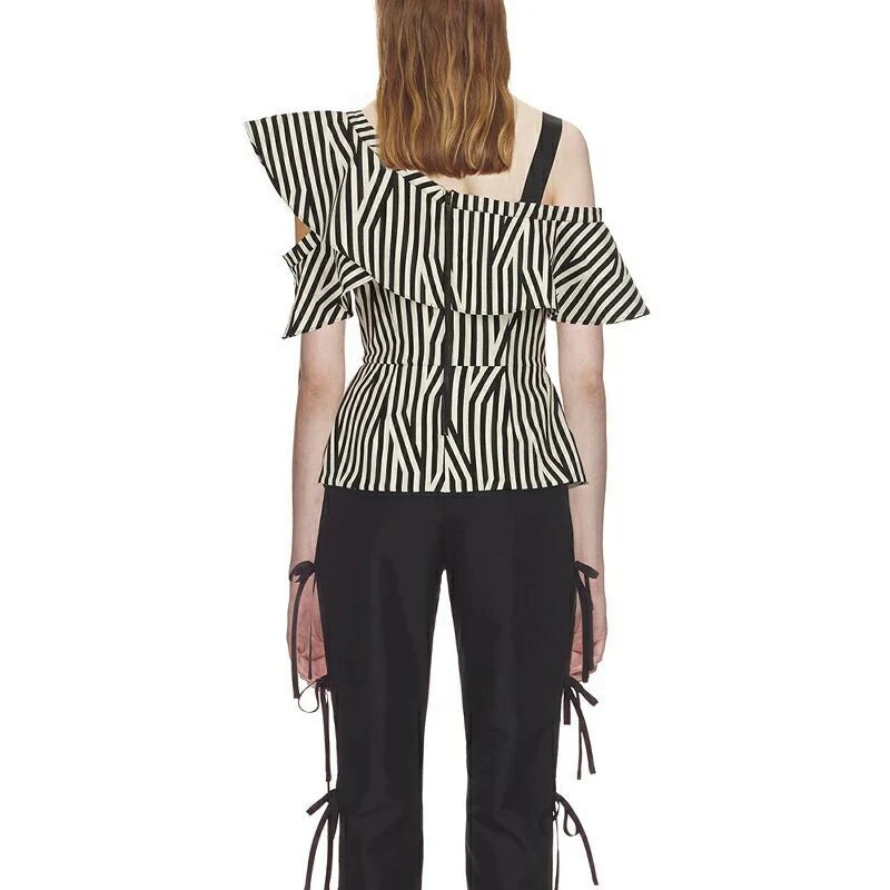 TWOTWINSTYLE Striped Irregular Shirt Female Off