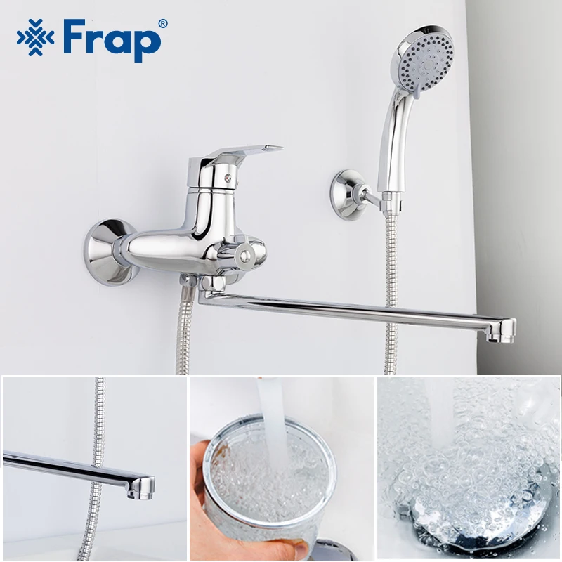  Frap New Arrival 1 Set Bathroom Faucet Chrome Finished Tap 35cm Rotation Long Nose Cold and Hot Wat