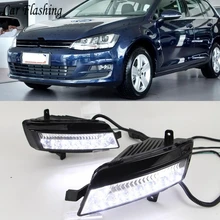 Автомобильный мигающий 2 шт. Автомобильный светодиодный передний DRL Дневной ходовой светильник, противотуманный светильник, противотуманная фара для Volkswagen Golf 7 Golf MK7 2013