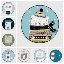 Мультяшные животные, круглые коврики для малышей, с милым медведем, Детская игровая палатка, напольный коврик для детей, для ползания, для гостиной, спальни, одеяло, ковер