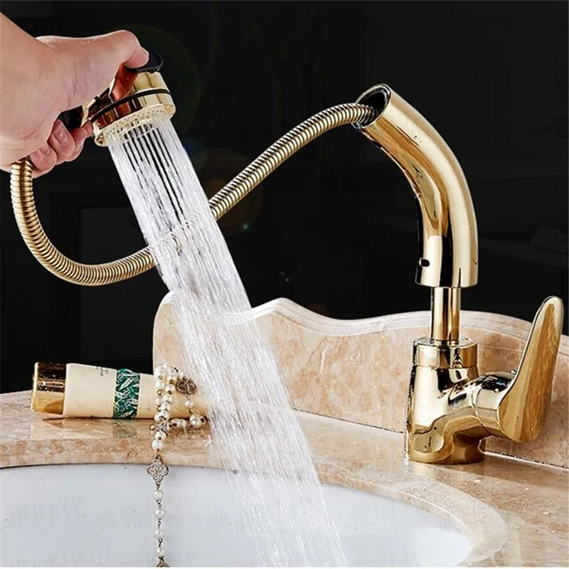 Kitchen Faucet Gold/black/White/Chrome brass kitchen sink pull out kitchen faucet,Sink tap mixer with pull out shower head Kitchen Faucet Gold/black/White/Chrome brass kitchen sink pull out kitchen faucet,Sink tap mixer with pull out shower head
