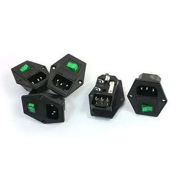 

SENKA ELECTRIC Panel Mount Fuse Holder IEC320 C14 Inlet Green Lamp SPST Switch Power Socket x5