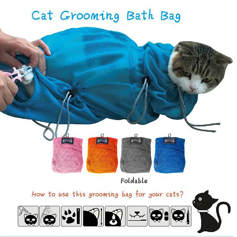 Multi function Cat Grooming Bath Bag washing bath cat bags, nails