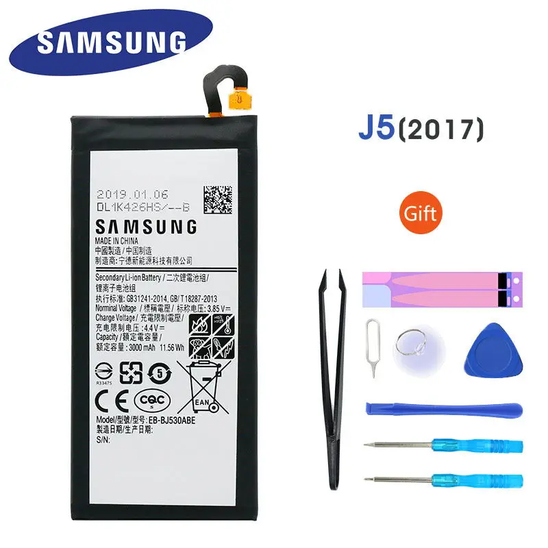 Оригинальная батарея samsung для Galaxy J5 (2017) J530 SM J530F J530G EB BJ530ABE 3000 мА/ч замена