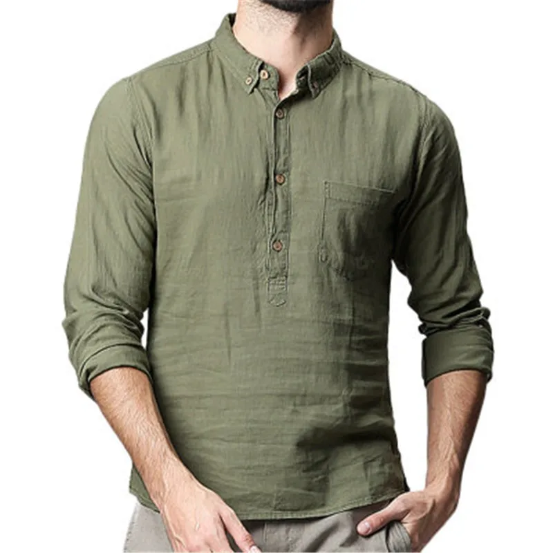 Прямая поставка 2019 брендовая Качественная мужская рубашка однотонная приталенная с длинными рукавами с v-образным вырезом и