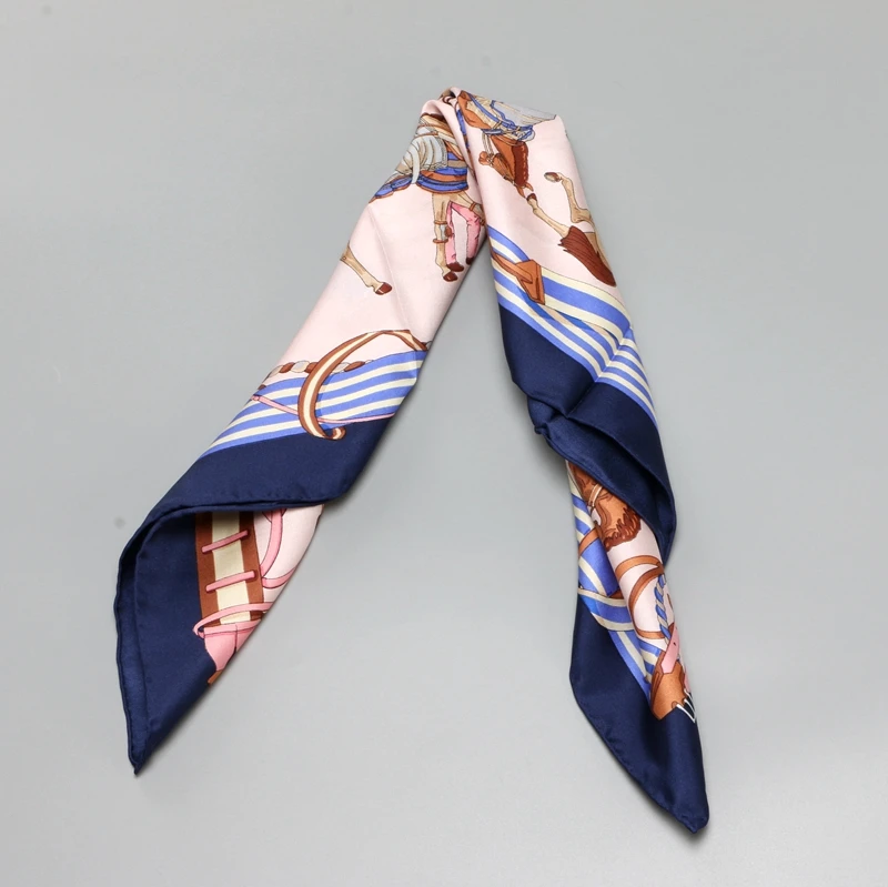 Лошади печати небольшой площади 100% шелковый шарф шейный платок бандана высокое качество ручной прокатки края женские подарки
