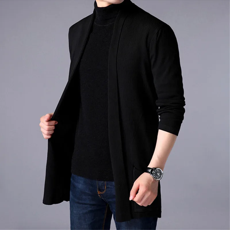 2019 Spring fashion Men's long sweater Long Sleeve Knitting Sweaters Mens Casual black Jacket Red Business Quality coat BZ325 2019 Spring fashion Men's long sweater Long Sleeve Knitting Sweaters Mens Casual black Jacket Red Business Quality coat BZ325