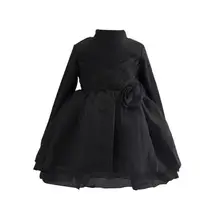 Г., теплое плотное зимнее платье принцессы черного и красного цвета Детские платья с цветами для девочек праздничная одежда для младенца с длинными рукавами для дня рождения JW2748