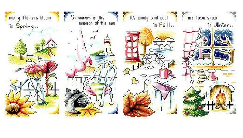 

Embroidery Package Cross Stitch Kits Unopen New Luxurious Cartoon Four Season DIY Handicraft Embroidery Kit Free shipping