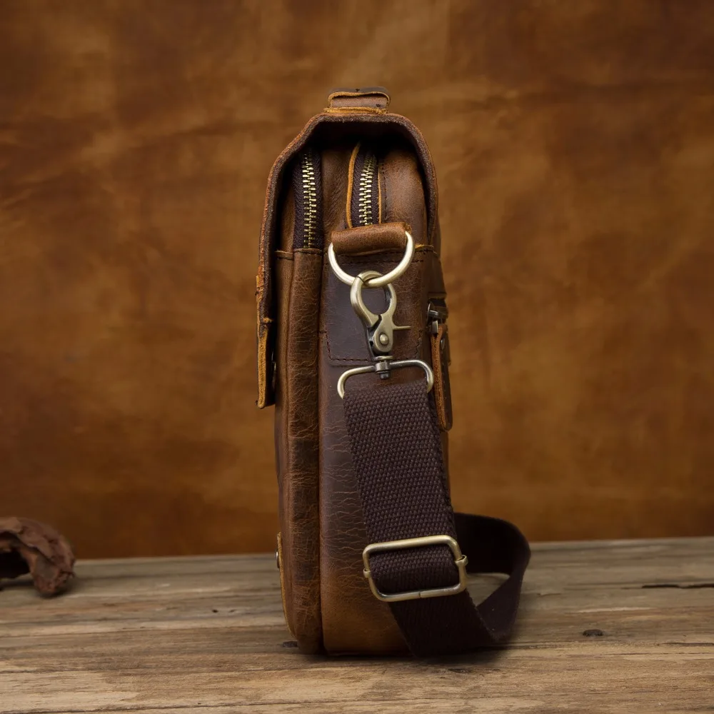 Quality Leather Male Casual Design Shoulder Messenger bag Cowhide Fashion Cross-body Bag 8