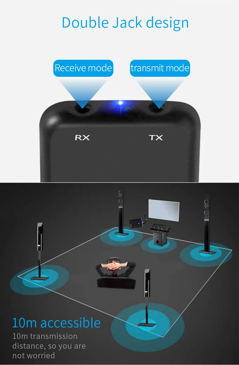 Bluetooth передатчик и приемник беспроводной адаптер A2DP аудио музыкальный адаптер 3,5 мм 2 в 1 двойной портативный аудиоплеер адаптер