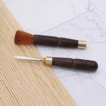 2in1 натурального дерева ручной работы Чай для китайского кунг-фу подставка для чайника щетка чистящий инструмент щетка для чайника