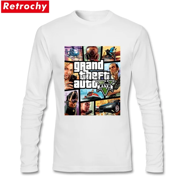 GTA GRAND THEFT AUTO V T Shirts Homme British Style Fashion Long ...