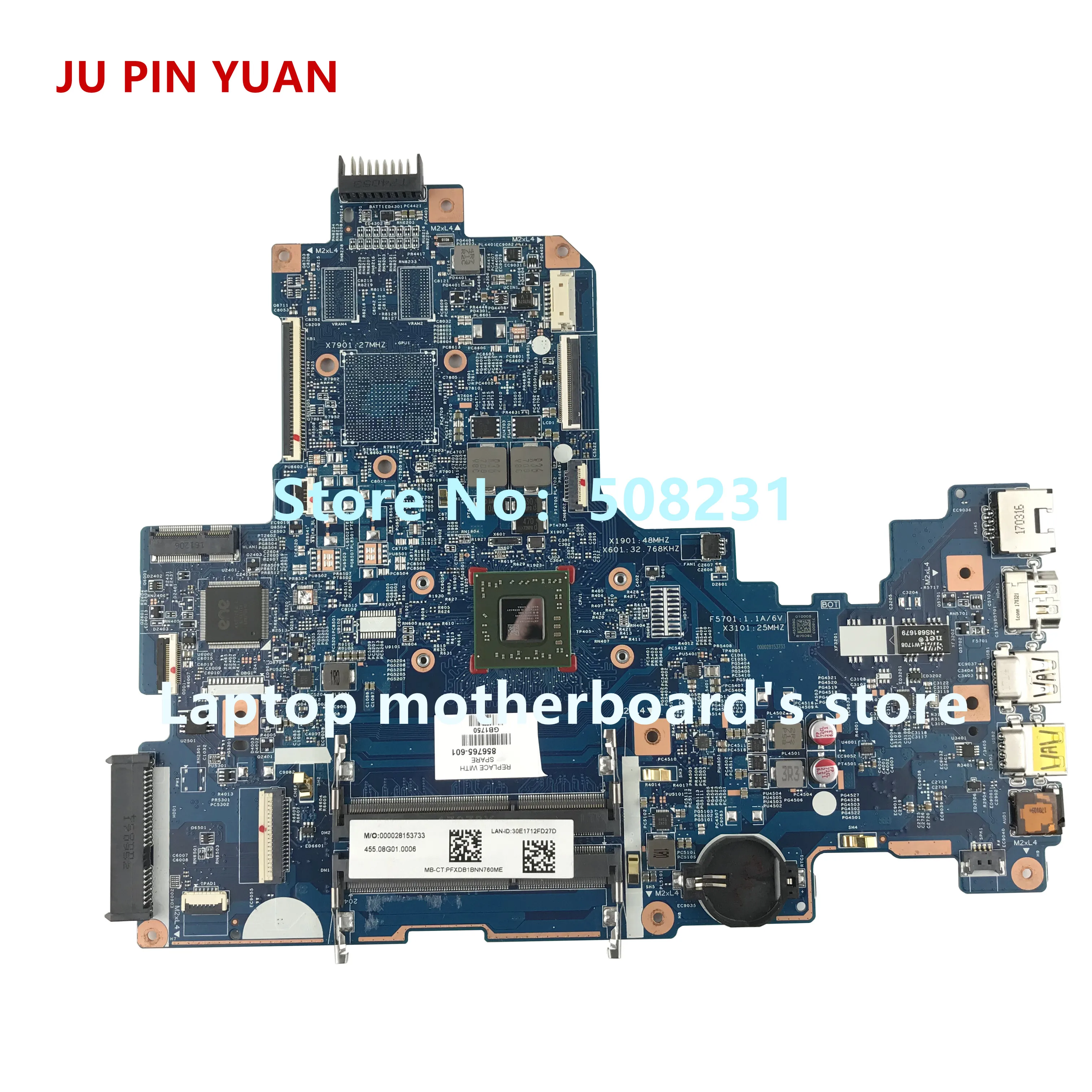 Ju pin yuan 856765-601 856765-001 аккумулятор большой емкости 448.08G03.0011 материнская плата для hp ноутбук 17-Y 17Z-Y 17-Y088CL материнская плата портативного компьютера с A8-7410