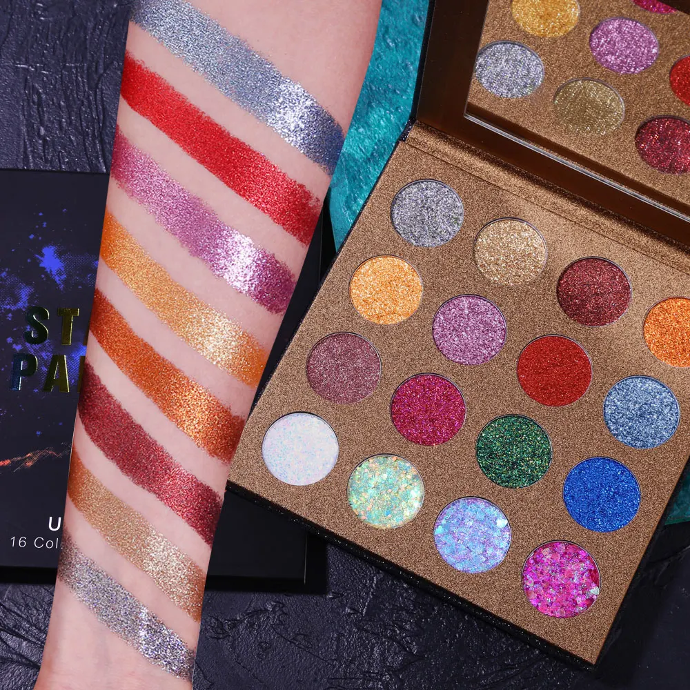 

UCANBE make up palette 16 Color Starry Luminous Eyeshadow Glitter High Shining Pigmented Crystal Paste Eyes Face Body Highlight