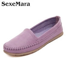 Spring Autumn Flat Shoes Women 2016 New Genuine Leather Flats Buckle Loafers Slip On Soft Women’s Flat Shoes Moccasins Size 41