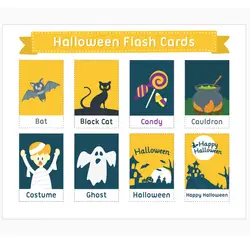 Английский A4 флэш-карт Хэллоуин Слово карты классе украшения обучения Развивающие игрушки для детей Подарки
