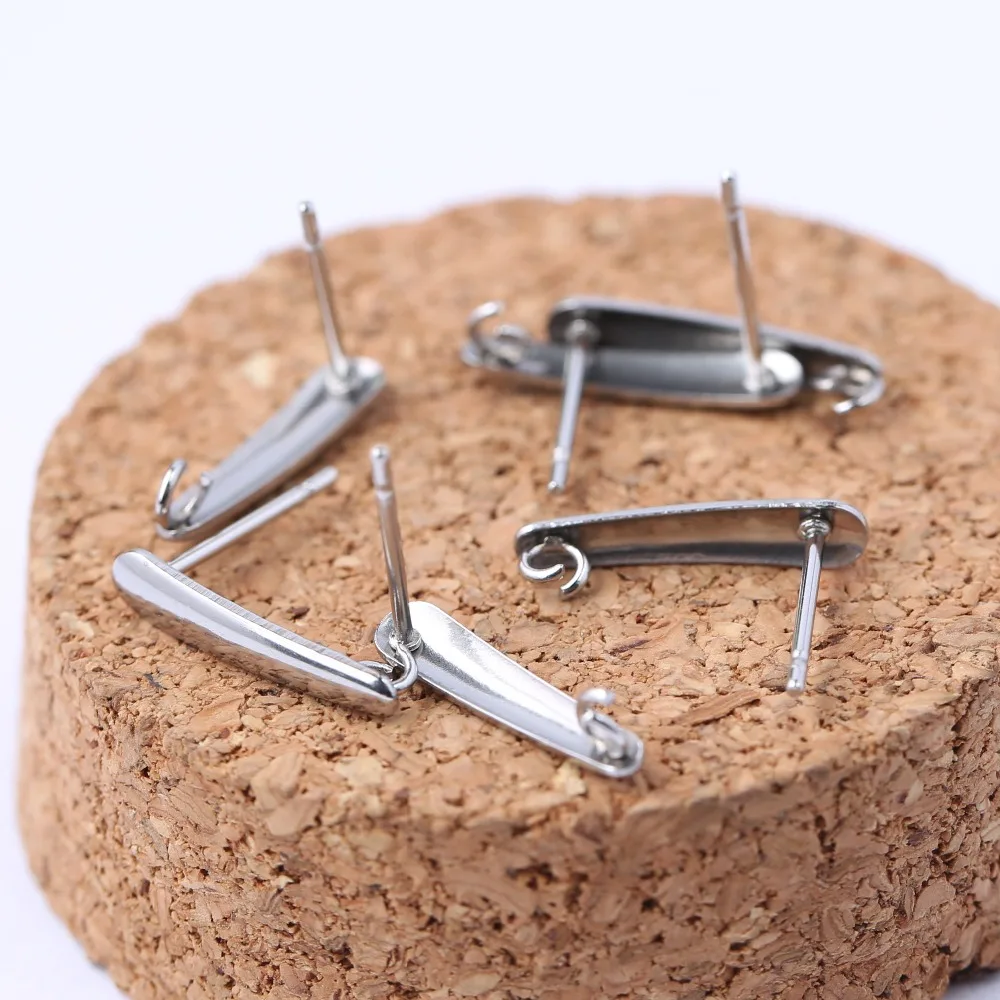 onwear 20pcs stainless steel 316 earring post diy ear wire hooks for