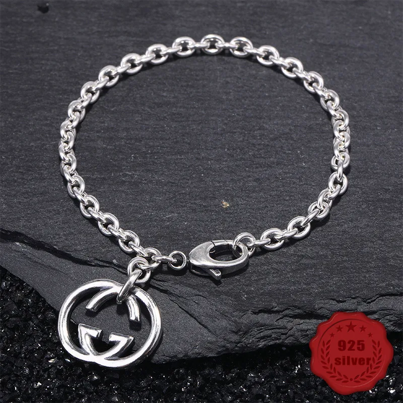 

100% S925 sterling silver bracelet personality simple jewelry retro fashion letter modeling student gift 2019 hot sale Bracelets