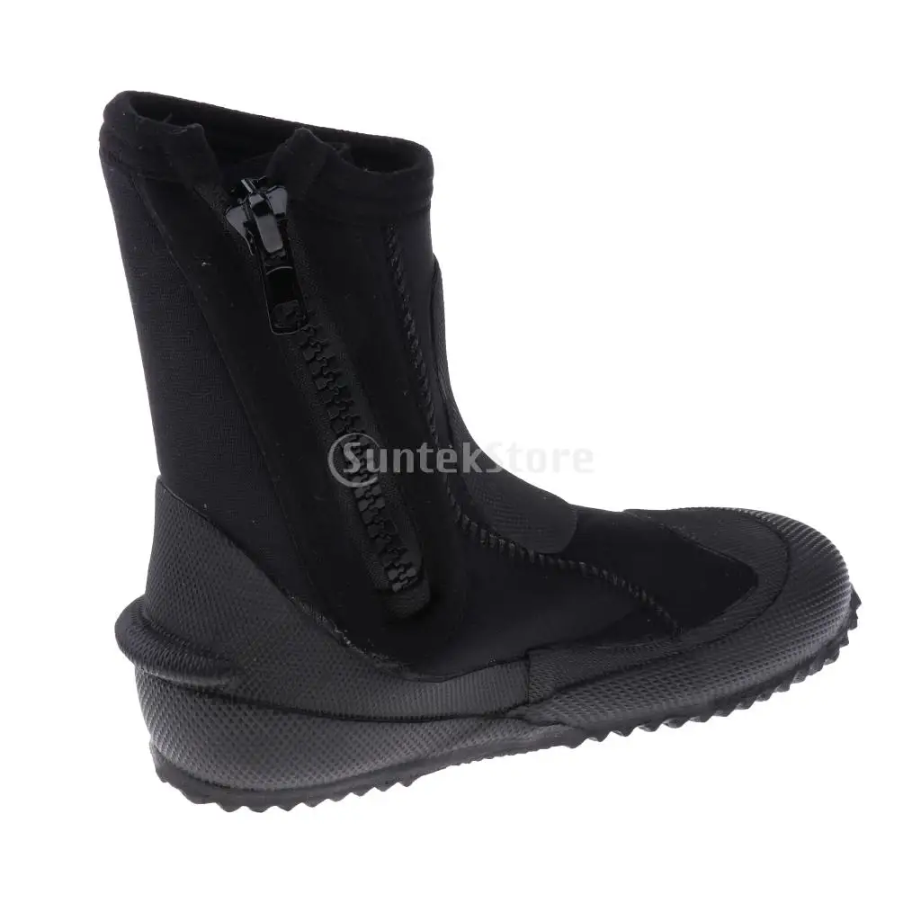 Tanie 5mm super elastyczny zapinany na zamek twardy podeszwa wysoki górny nurkować sporty wodne Surfing buty do nurkowania z rurką buty czarne, XS 3XL