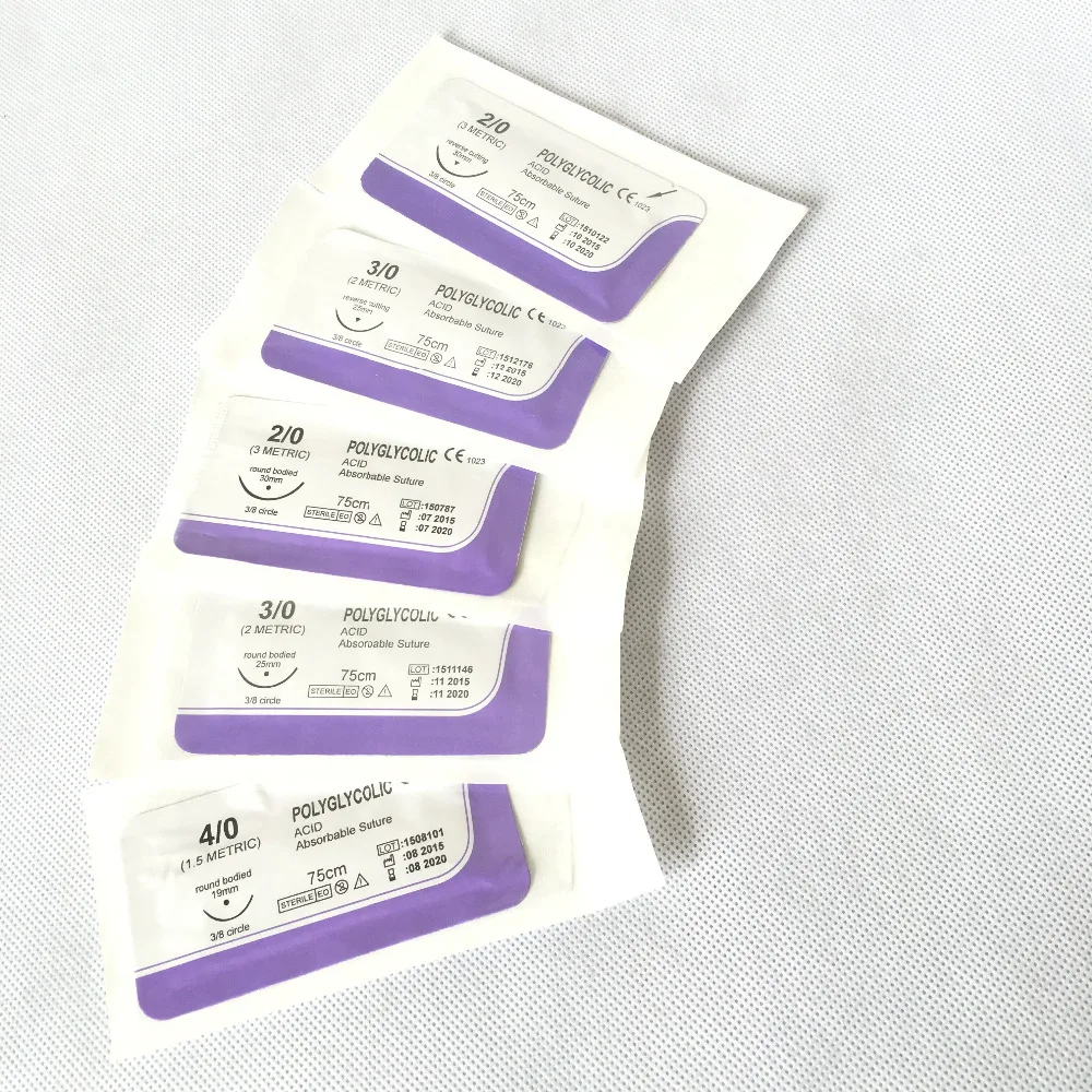 

BAAYEN Absorbable Veterrinary Suture PGA 2/0 Polyglycolic Acid 75cm with Needles 3/8 Round bodied 30mm