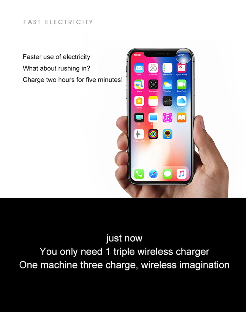 !ACCEZZ Qi Wireless Charger Fast Charging 3 in 1 For iPhone X XS Max 10W For Apple Watch Airpods USB Qi Charger Pad For Samsung (4)