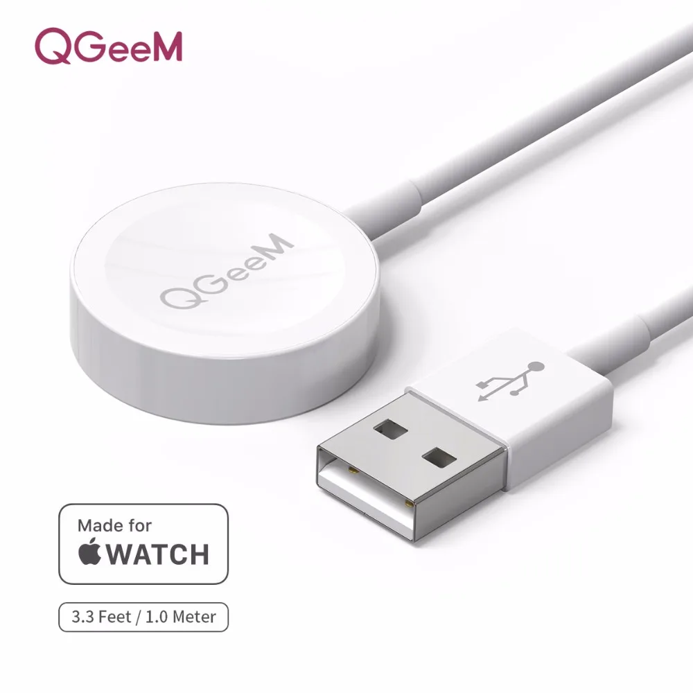 

QGEEM Wireless Charger for iWatch Series 2 3 USB Certified Magnetic iWatch Charging Cable 1M for Apple Watch Wireless Charger