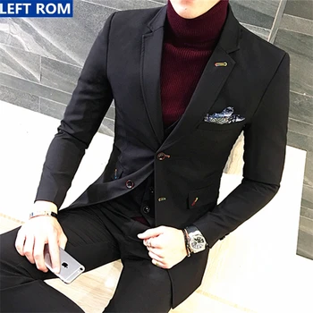 

Hot Sale Mens Suits Jackets + Men Pants + Vest Large Size S-5XL Business Wedding Banquet Male Slim Suit Trousers Waistcoat 2017