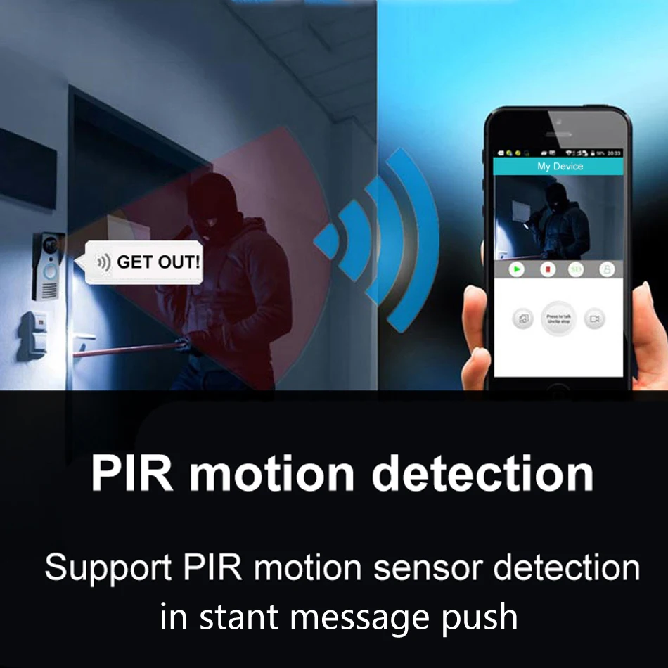 Wifi 720P видео дверной звонок беспроводной домофон монитор ночного видения разблокировка умный звонок HD камера PIR датчик движения