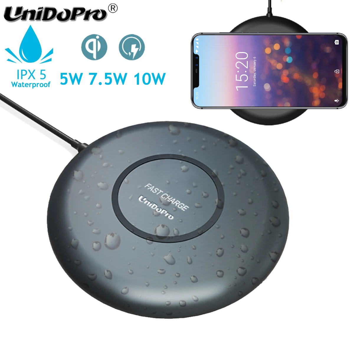 Водонепроницаемое Беспроводное зарядное устройство IPX5 для UMiDiGi Z2 Pro / One Qi