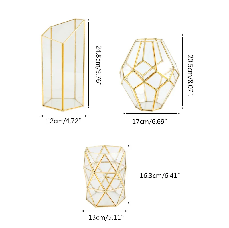 Скандинавские золотые медные полоски стеклянные геометрические вазы Цветочная композиция для хранения трубки декоративный цветок горшки Вазы