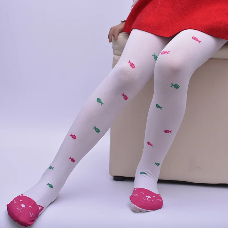 

Spring and Summer Children Pantyhose Stockings Baby Girl Child Cat and Fish Love Jacquard Stockings Dance Tights Primer