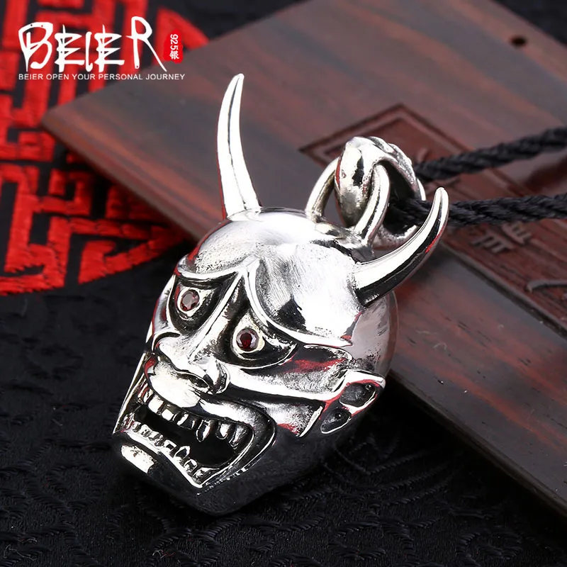 

Punk man pendant Beier 925 silver sterling skull pendant necklace classic style Free give black rope A1414