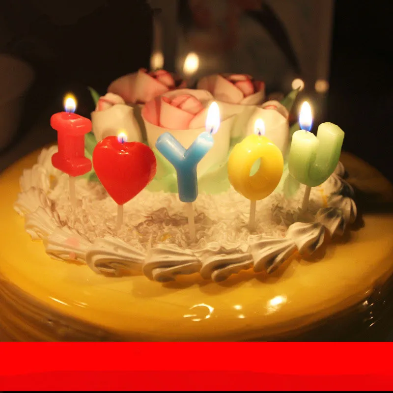 1sets Birthday Candle Kids Gift Craft I LOVE YOU Heart Party Supplies