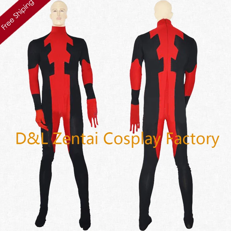 شحن مجاني dhl مخصص الأحمر والأسود رجل deadpool زي هالوين تأثيري حزب zentai deadpool البدلة SH110