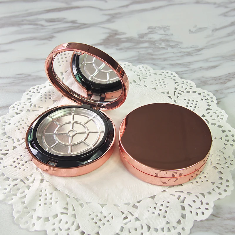 Plastic Powder/Blush Jar With Mirror + Aluminium Tray Empty Portable