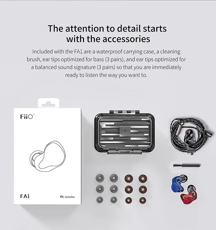 FiiO FA1 3D Печатный одиночный драйвер сбалансированная арматура HIFI наушники для iOS и Android съемный кабель MMCX дизайн