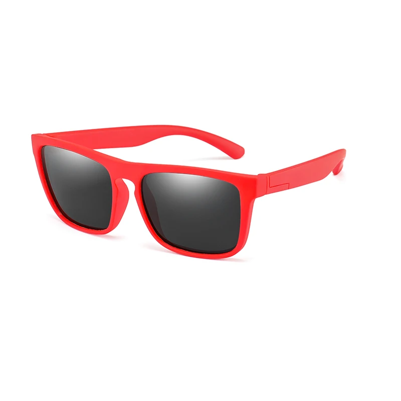 New Square Mirror Polarized Kids Sunglasses Children Safety Silicone TR90 Goggles Boys Girls Eyewear Gafas de sol UV400 - Цвет линз: red grey