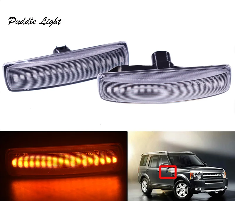

LED Dynamic Turn Signal Light Side Marker Amber for Land Rover Discovery 3 Discovery 4 Freeland 2 Range Rover Sport Black Clear