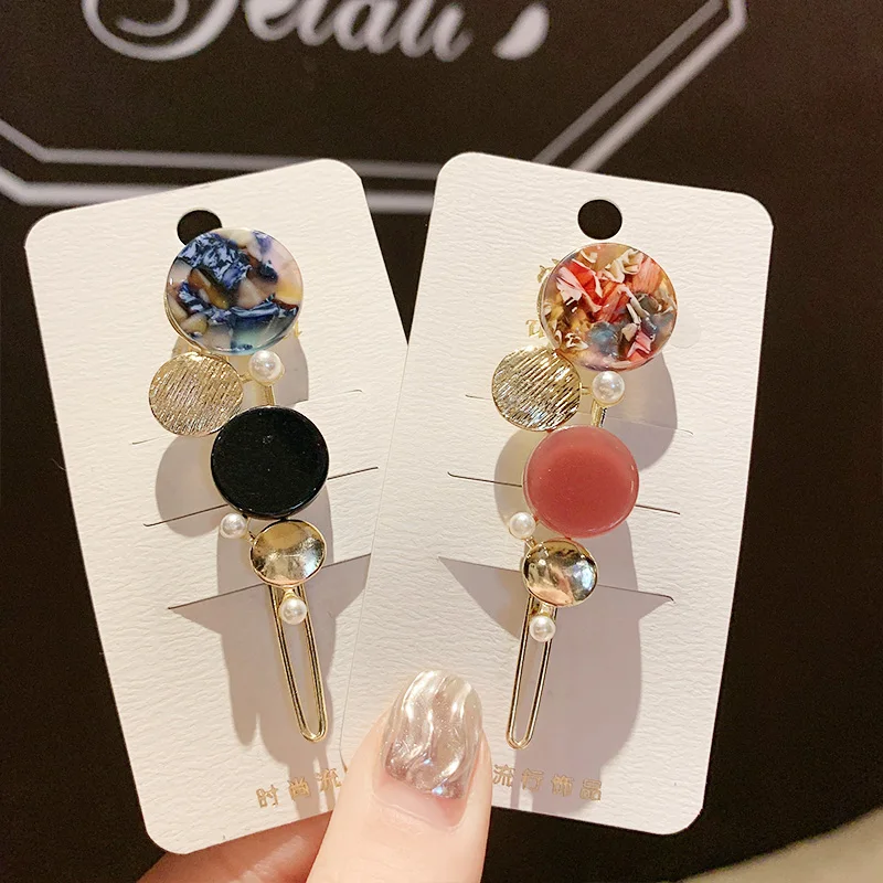

New Girls Cute Acetate Heart Circle Hairpins For Women Elegant Hair Clips Headwear Barrettes Headbands Fashion Hair Accessories