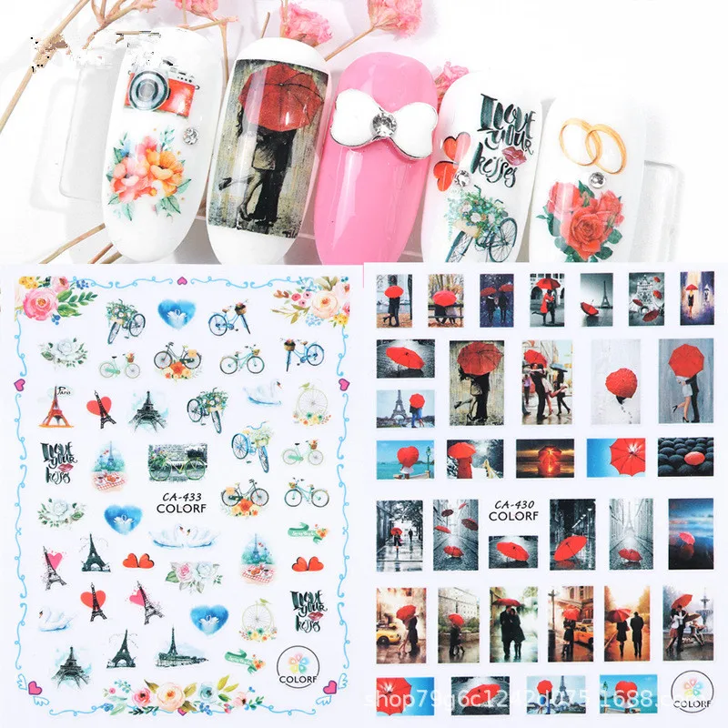 

nail art sticker Newest CA-429 430 433 love valentine design 3d nail decals template Japan Korea type DIY nail decorations