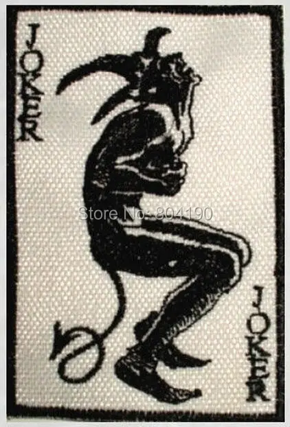 

Batman Joker Card The Dark Knight Black Heath Ledger Animated Movie TV Series Costume Embroidered Emblem applique iron on patch
