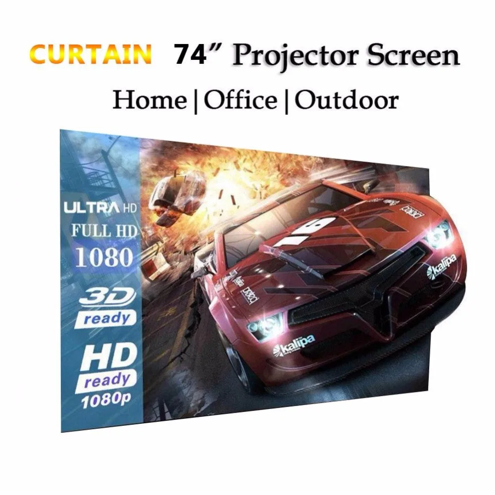 

Cewaal Soft Foldable 74 inch Ratio Polyester screen for projector Film PVC Home Theater HD Courtyard Projection Screen