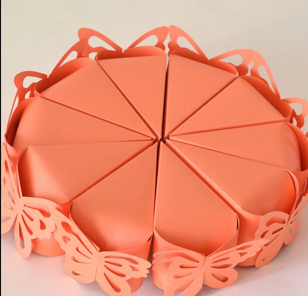 50 pcs European wedding Sweet orange color butterfly Cake Candy Boxes