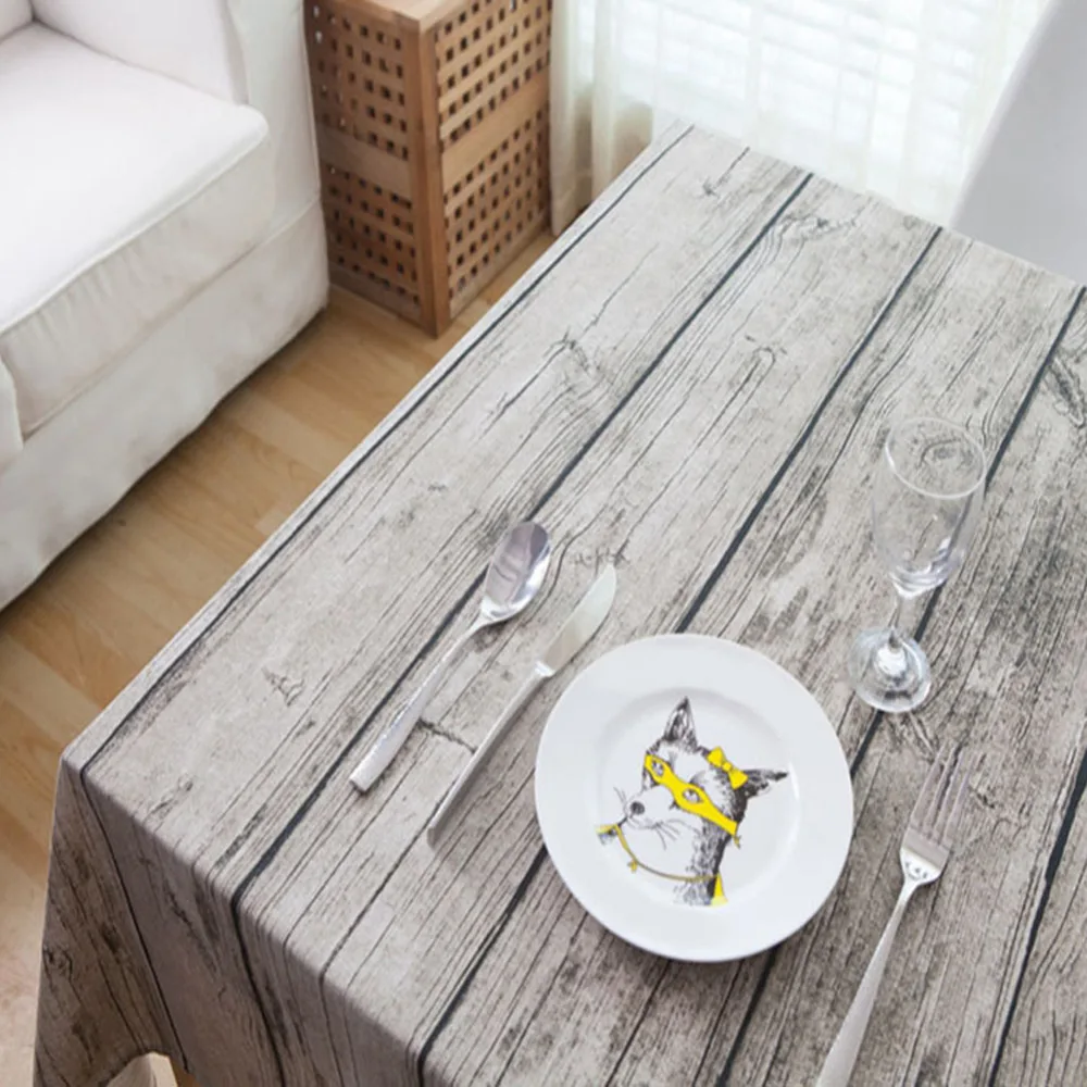 الخشب الحبوب نمط الزخرفية مفرش طاولة القطن الكتان مفرش طاولة طعام غطاء للمطبخ المنزل ديكور