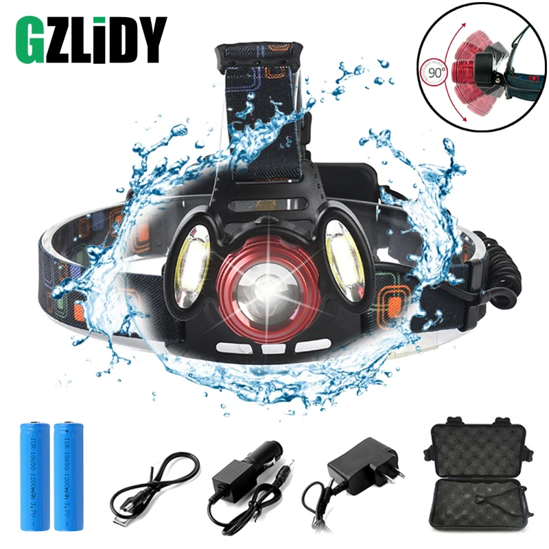 

Super bright LED Headlamp T6+COB LED Headlight 4 lighting modes Zoomable For Fishing, night riding, camping, adventure, etc