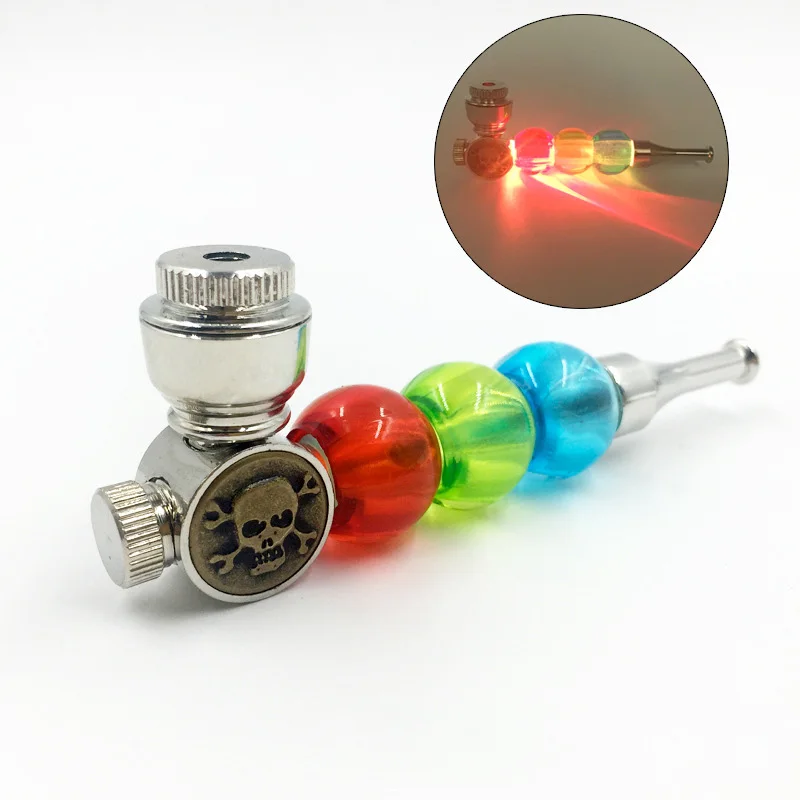 1pc colorful led light grinder portable smoking pipes Magic Novelty