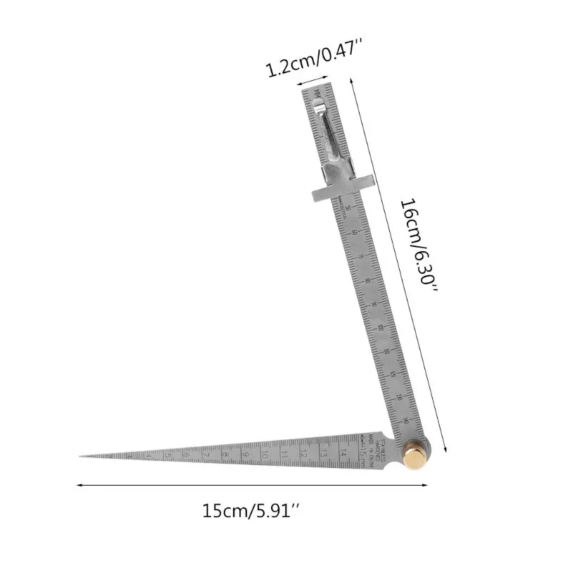 2in1 метрический конус сварки щуп калибровочный датчик линейка для замера глубины щель отверстие Нержавеющая сталь