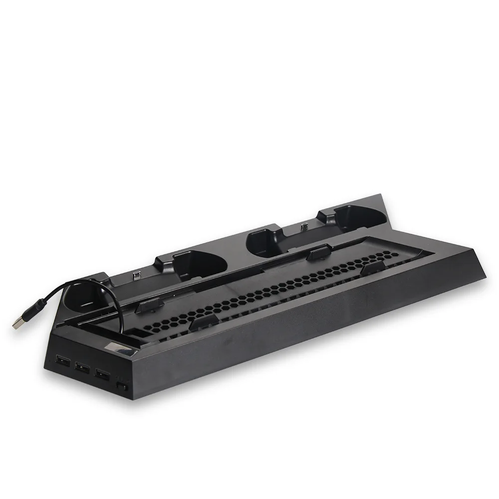  2 in 1 PS4 / PS4 Slim Vertical Stand Charger Dual Controller Charging Station with Cooling Fan for 
