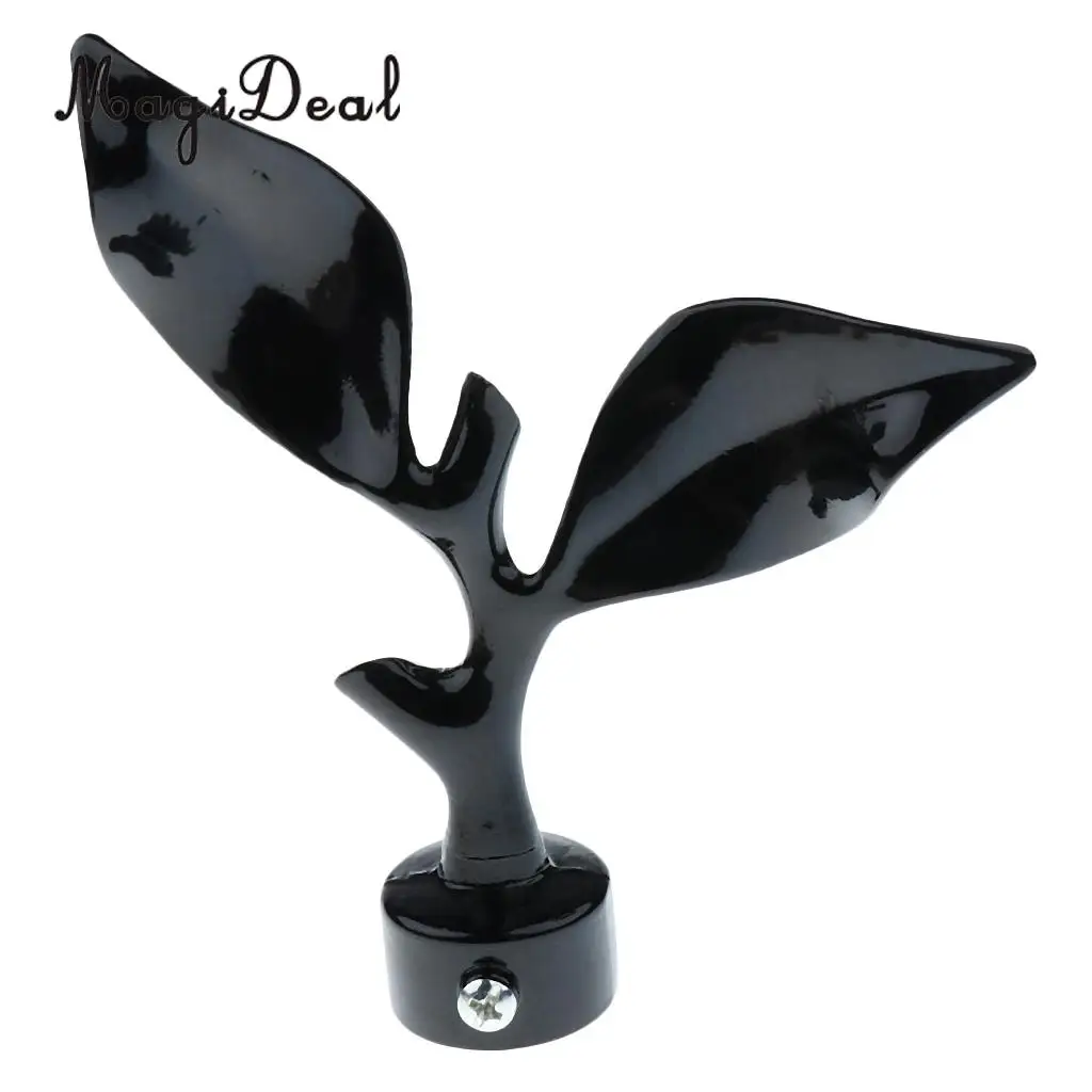 2 Pairs Decorative Leaf Window Curtain Pole Rod End Cap Final Head Compatible with 28mm Dia. Poles Rods	